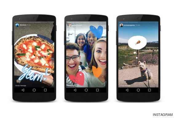tres smartphens con imagenes de instagram