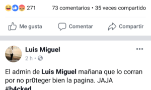 Facebook de Luis Miguel fue hackeado
