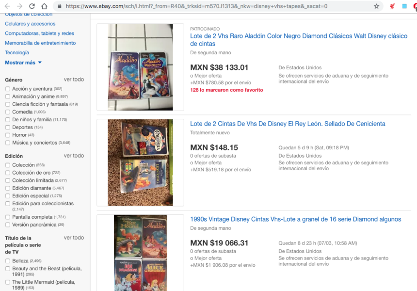 Películas VHS de Disney