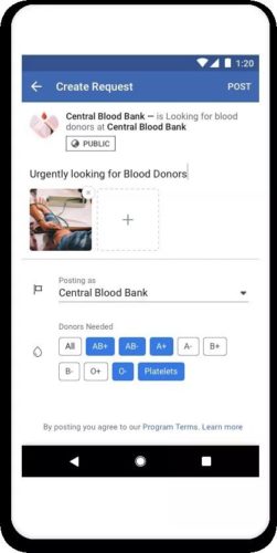 Facebook lanzó una herramienta para donar sangre