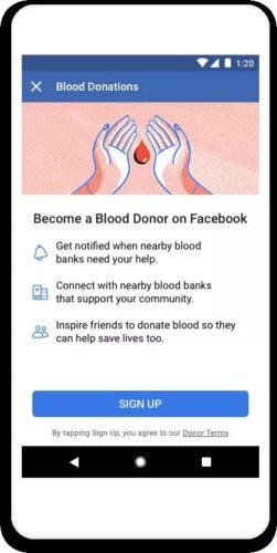 Facebook lanzó una herramienta para donar sangre