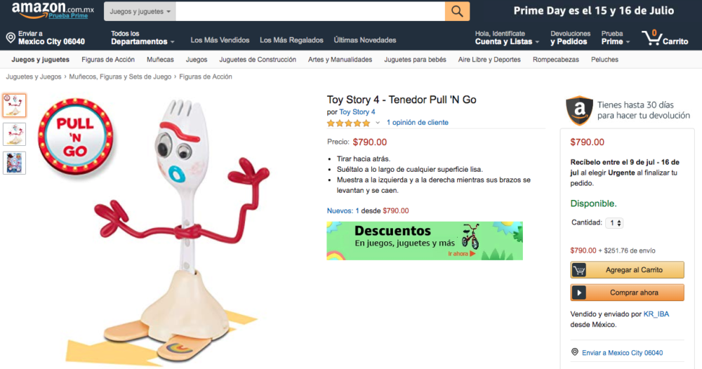 Venden a Forky de 'Toy Story 4'