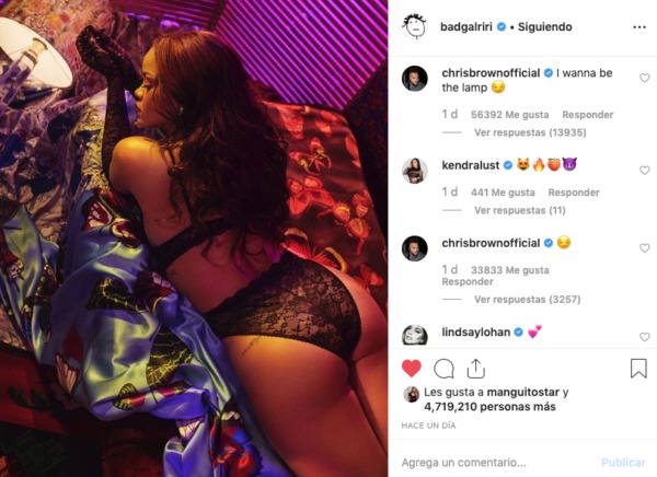 Chris Brown comenta Instagram de Rihanna
