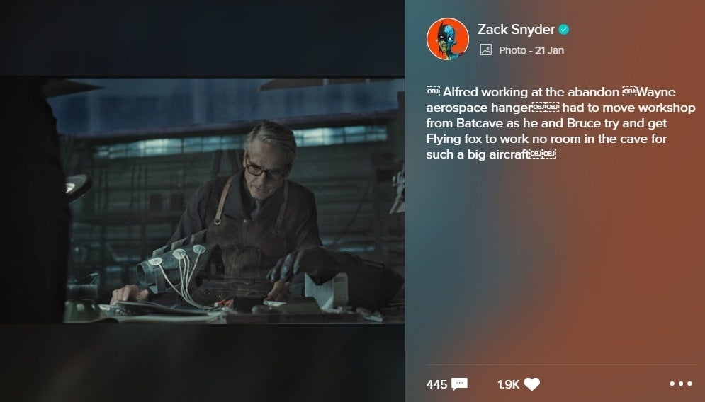 Alfred en la versión de Snyder de 'Justice League'