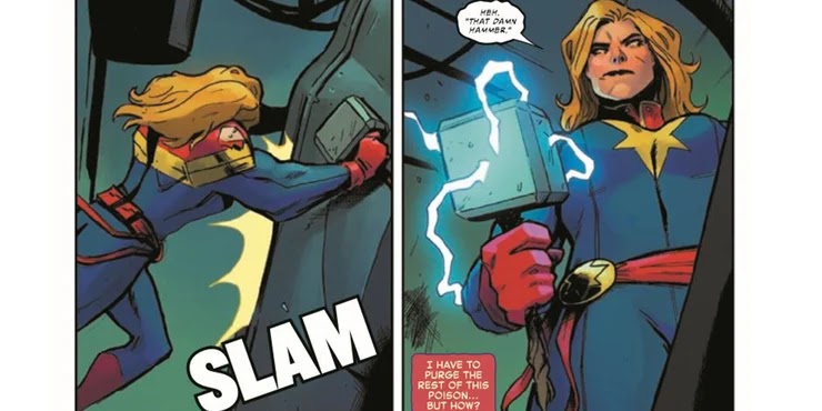 Captain Marvel puede levantar el martillo de Thor