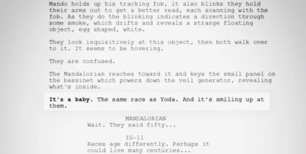verdadero nombre de Baby Yoda según el guion