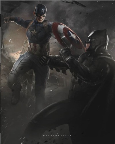 pelea entre Captain America y Batman